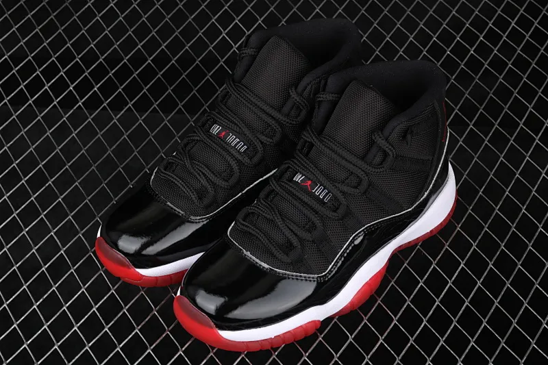 All categories Air Jordan Jordan series basketball shoes Air Jordan 11 Air Jordan 11 "Bred" AJ11 Joe 11 patent leather black and red first year 2019 classic replica high-top women's basketball shoes 378038-061